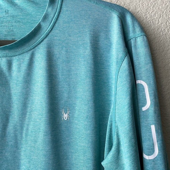 Spyder Mens Swim Rash Guard Sun Tee Shirt Size Medium Green - Picture 3 of 7